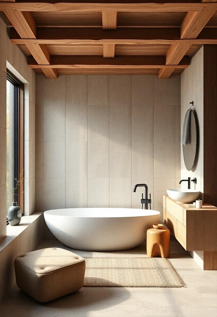 Rustic Materials: The Beauty of‍ Wood and Stone in Bathroom Design